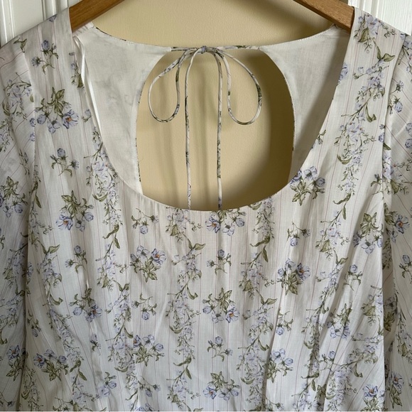 NWT H&M X Brock Collection Large White Floral Babydoll Mini Dress Cottage Core L - Picture 6 of 9